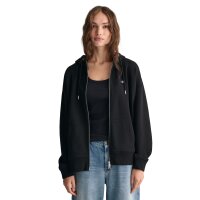 GANT Ladies Sweat Jacket - ARCHIVE SHIELD FULL ZIP HOODIE, hooded jacket, logo Black M (Medium)