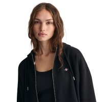 GANT Damen Sweatjacke - SHIELD ZIP HOODIE, Kapuzen-Jacke, Logo, Baumwoll-Mix Schwarz S