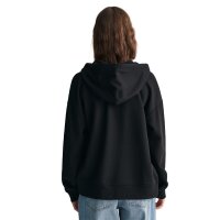GANT Ladies Sweat Jacket - ARCHIVE SHIELD FULL ZIP HOODIE, hooded jacket, logo Black S (Small)