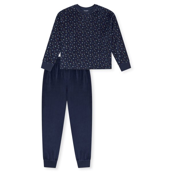 SCHIESSER Girls Pyjamas, long - Teens, velour, pyjama set Dark blue 140