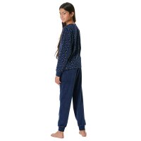 SCHIESSER Mädchen Schlafanzug, lang - Teens, Velour, Pyjama Set Dunkelblau 140