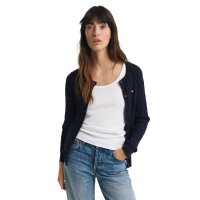 GANT Damen Strickjacke - STRETCH COTTON CABLE CARDIGAN, Zopfstrick, Logo Blau S