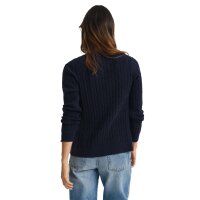 GANT Damen Strickjacke - STRETCH COTTON CABLE CARDIGAN, Zopfstrick, Logo Blau S