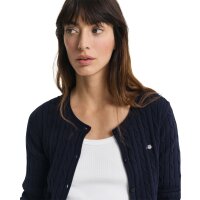 GANT Damen Strickjacke - STRETCH COTTON CABLE CARDIGAN, Zopfstrick, Logo Blau S