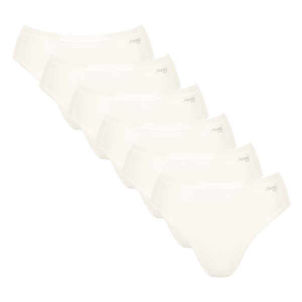 Sloggi Damen Tai-Slips, 6er Pack - GO Daily Cotton Tai 6P, Unterhose, Stretch-Baumwolle Weiß XS
