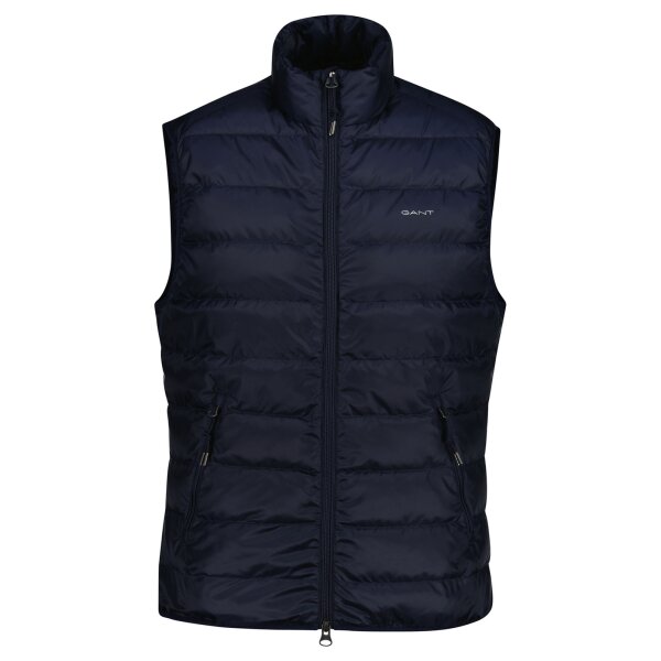 GANT Herren Daunenweste - LIGHT DOWN VEST, leichte Steppweste, Stehkragen, Zip Blau M