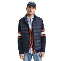 GANT Herren Daunenweste - LIGHT DOWN VEST, leichte Steppweste, Stehkragen, Zip Blau M