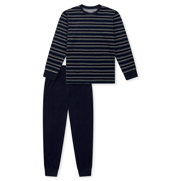 SCHIESSER Boys Pyjamas, long - Teens, terrycloth, striped Dark blue 140