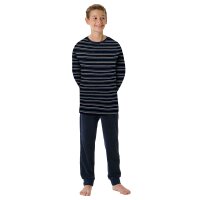 SCHIESSER Boys Pyjamas, long - Teens, terrycloth, striped Dark blue 140