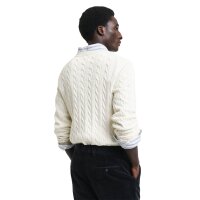 GANT Herren Stirckpullover - COTTON CABLE C-NECK, Zopfstrick, Rundhals, Baumwolle Cream M