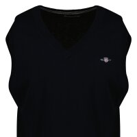GANT Herren Strickpullunder - CLASSIC COTTON VEST, V-Ausschnitt, Baumwolle Blau M