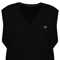 GANT Mens Pullover - CLASSIC COTTON V-NECK, knitted jumper, V-neck, cotton Black L (Large)