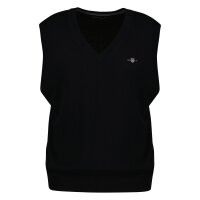 GANT Mens Pullover - CLASSIC COTTON V-NECK, knitted jumper, V-neck, cotton Black XL (X-Large)
