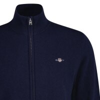 GANT Mens Cardigan, Wool - EXTRAFINE LAMBSWOOL ZIP CARDIGAN, Stand-up Collar Blue M (Medium)