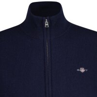 GANT Mens Cardigan, Wool - EXTRAFINE LAMBSWOOL ZIP CARDIGAN, Stand-up Collar Blue M (Medium)