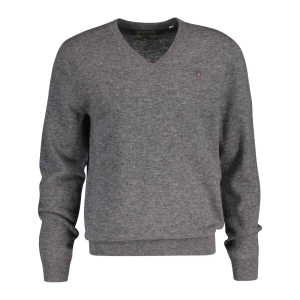 GANT Herren Strickpullover, V-Neck, Wolle - EXTRAFINE LAMBSWOOL V-NECK Grau Melange M