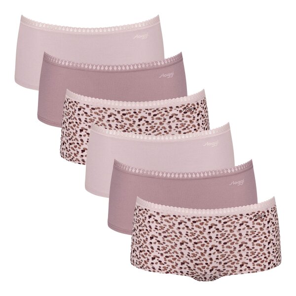 Sloggi ladies panties, 6-pack - GO Crush Short C6P, pants, stretch cotton Light Pink 2XL (XX-Large)