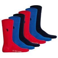 U.S. POLO ASSN. Mens socks, 6-pack - business socks, cotton mix Navy/Royal blue/Red 43-46 (9-11 UK)