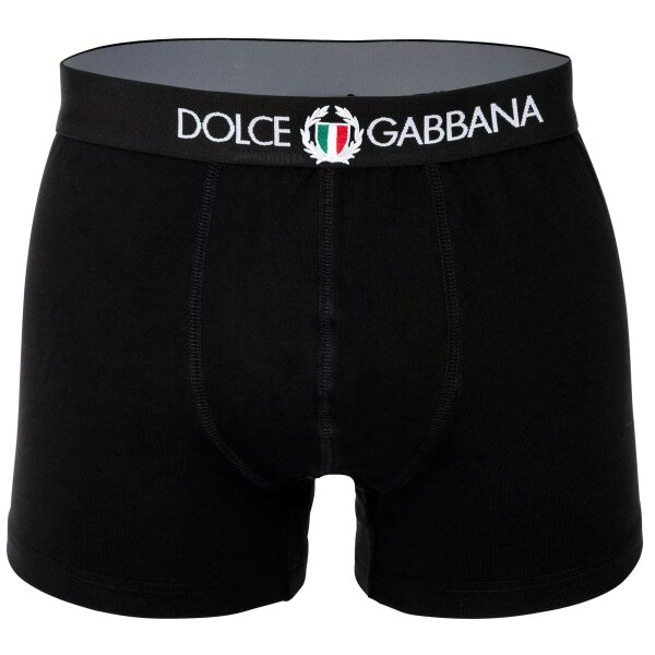 DOLCE & GABBANA Mens Boxer Shorts - Regular Boxer, Stretch Cotton Black L (Large)