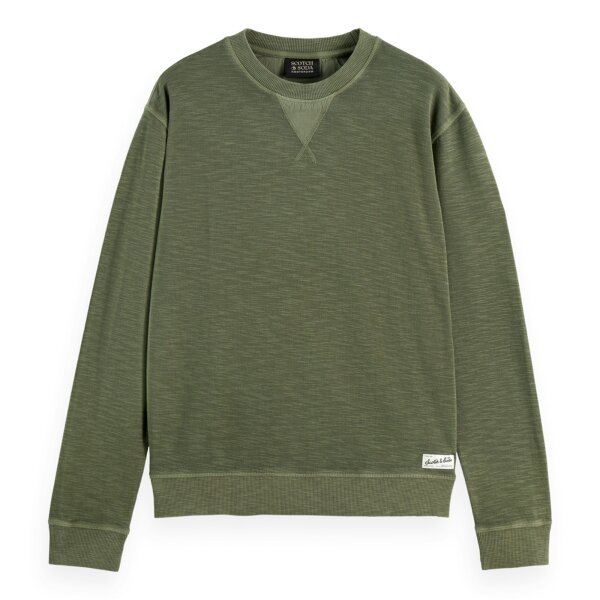 SCOTCH&SODA Men Structured Sweatshirt - Structured sweatshirt, pullover, single-coloured Green M (Medium)
