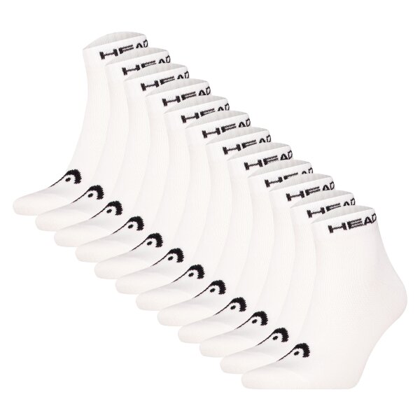 HEAD Unisex Quarter Socken, 12er Pack - Elements All Sport Quarter, Logo, einfarbig Weiß 39-42