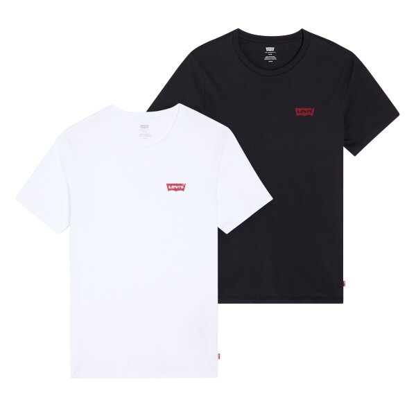 Levis Herren T-Shirts, 2er Pack - "The Graphic Tee - 2 Pack", Rundhals, Baumwolle Schwarz/Weiß S