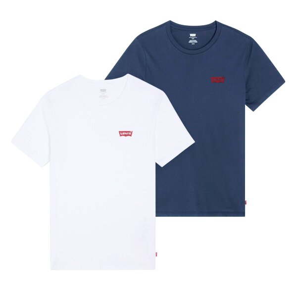 Levis Mens T-Shirts, 2-Pack - ‘The Graphic Tee - 2 Pack’, Round Neck, Cotton Blue/White 2XL (XX-Large)