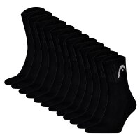 HEAD unisex socks, pack of 12 - All  Sports Training Short Crew, sports socks, logo, solid colour Black 39-42 (UK 6-8)