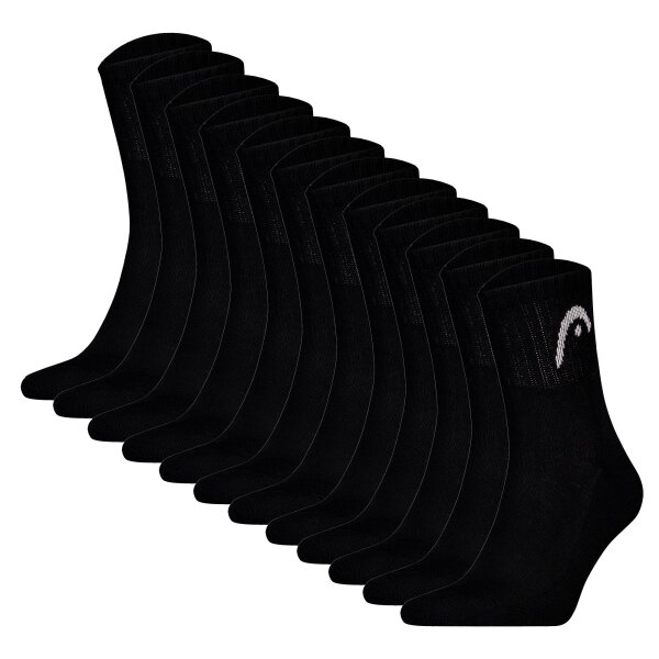 HEAD unisex socks, pack of 12 - All  Sports Training Short Crew, sports socks, logo, solid colour Black 43-46 (UK 9-11)