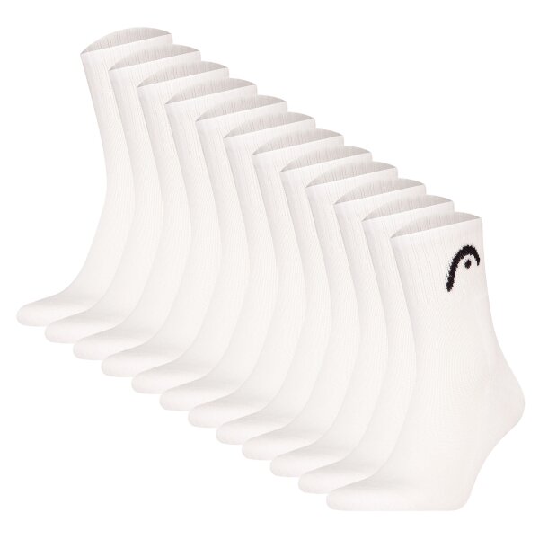 HEAD unisex socks, pack of 12 - All  Sports Training Short Crew, sports socks, logo, solid colour White 39-42 (UK 6-8)