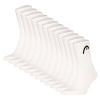 HEAD unisex socks, pack of 12 - All  Sports Training Short Crew, sports socks, logo, solid colour White 39-42 (UK 6-8)