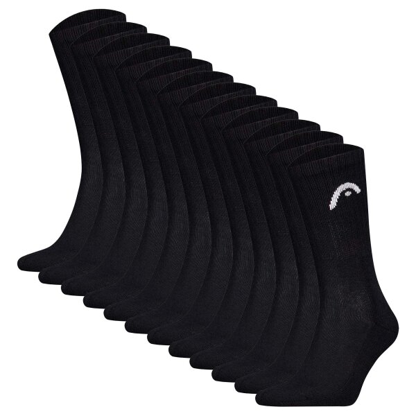 HEAD unisex socks - 12-pack, All Sport Training Crew, sports socks, logo Black 39-42 (UK 6-8)