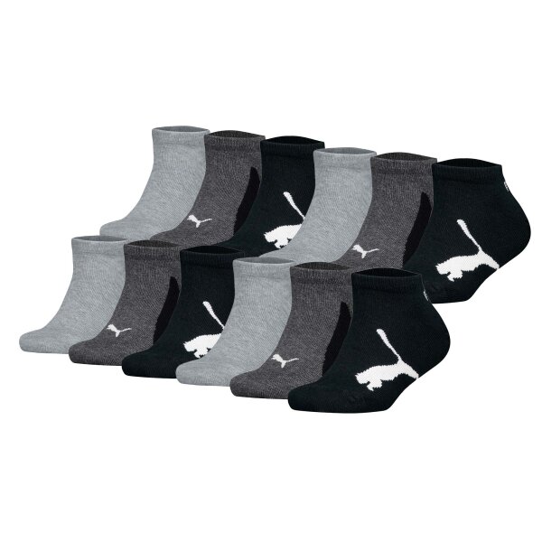 PUMA Children Sneaker Socks, 12-Pack - BWT Sneaker 12P, Logos, single colour Black/Grey 27-30
