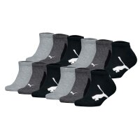 PUMA Children Sneaker Socks, 12-Pack - BWT Sneaker 12P, Logos, single colour Black/Grey 27-30