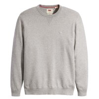 Levis Herren Strickpullover - "Lightweight Housemark Sweater", Rundhals, Baumwoll-Mix Grau L