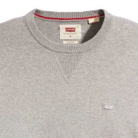 Levis Herren Strickpullover - "Lightweight Housemark Sweater", Rundhals, Baumwoll-Mix Grau L