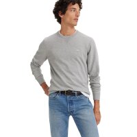 Levis Herren Strickpullover - "Lightweight Housemark Sweater", Rundhals, Baumwoll-Mix Grau L