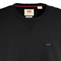 Levis Herren Strickpullover - "Lightweight Housemark Sweater", Rundhals, Baumwoll-Mix Schwarz M
