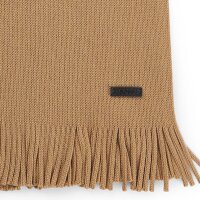 BOSS Mens Scarf, Virgin Wool - Albas, Knitted Scarf, Fringes, 70x25cm, One Size Beige