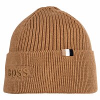 BOSS mens beanie with wool - Magico Hat, beanie, ribbed knit, one size, cotton mix Beige