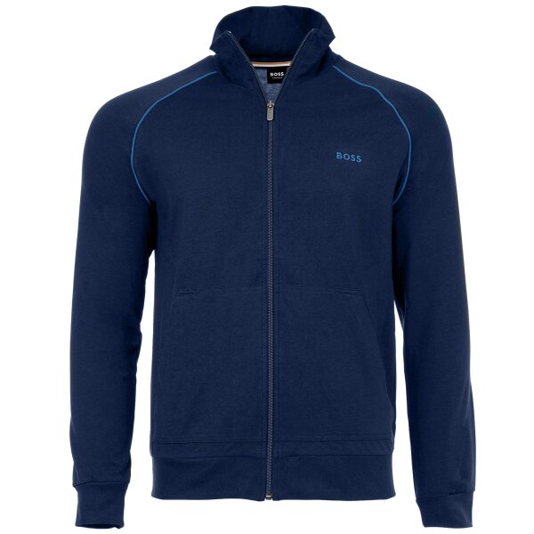 BOSS Herren Sweatjacke - Mix & Match Jacket Z, Zipper, Loungewear, Stretch Cotton Blau M