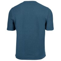 BOSS mens T-shirt, waffle look - Waffle T-shirt, logo, round neck, logo, cotton blend Blue 2XL (XX-Large)
