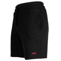 HUGO Herren Shorts, Waffeloptik - Austin Shorts, Struktur, Logo, Baumwoll-Mix Schwarz S