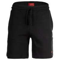 HUGO Mens Shorts, Waffle Look - Austin Shorts, Textured, Logo, Cotton Blend Black S (Small)