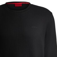 HUGO Herren Langarmshirt, Waffeloptik -  Austin LS Shirt, Longsleeve, Baumwollmix Schwarz S