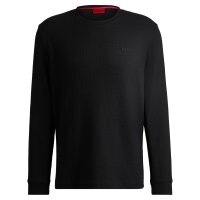 HUGO Mens Long-Sleeved Shirt, Waffle Look - Austin LS Shirt, Long Sleeve, Cotton Blend Black 2XL (XX-Large)