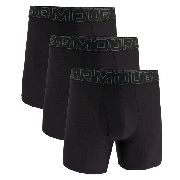 UNDER ARMOUR Herren Boxershorts, 3er Pack - Performance Tech Mesh Boxer Briefs Solid 6 in, Stretch, einfarbig Schwarz XL