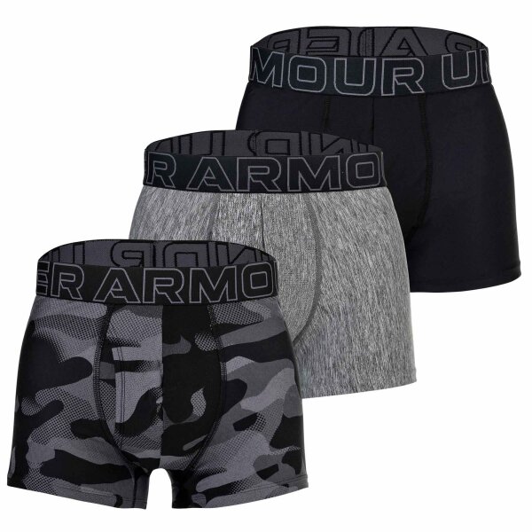 UNDER ARMOUR Herren Boxershorts, 3er Pack - Performance Tech Trunks - Novelty 3, Camouflage, Stretch Schwarz/Grau M