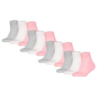 PUMA Kids Quarter Socks, 12-Pack - Plain Quarter 12P, Logos, single colour Grey/White/Light pink 31-34