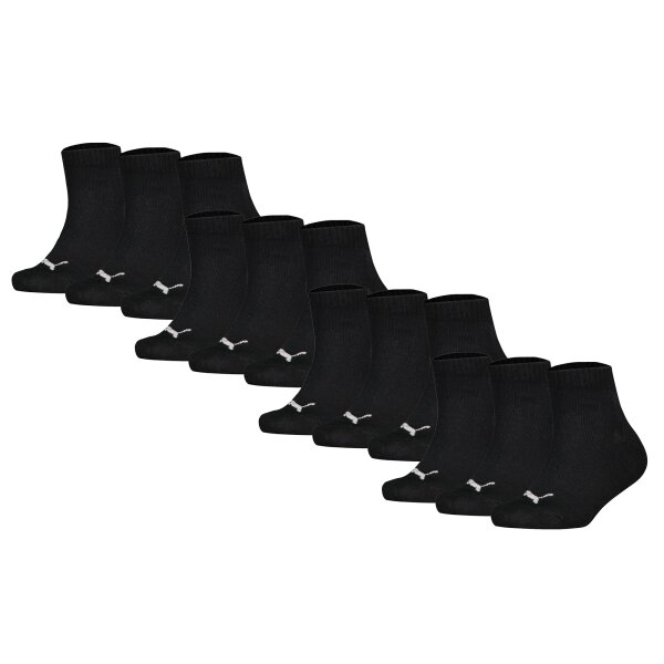 PUMA Kinder Quarter Socken, 12er Pack - Plain Quarter 12P, Logos, einfarbig Schwarz 27-30